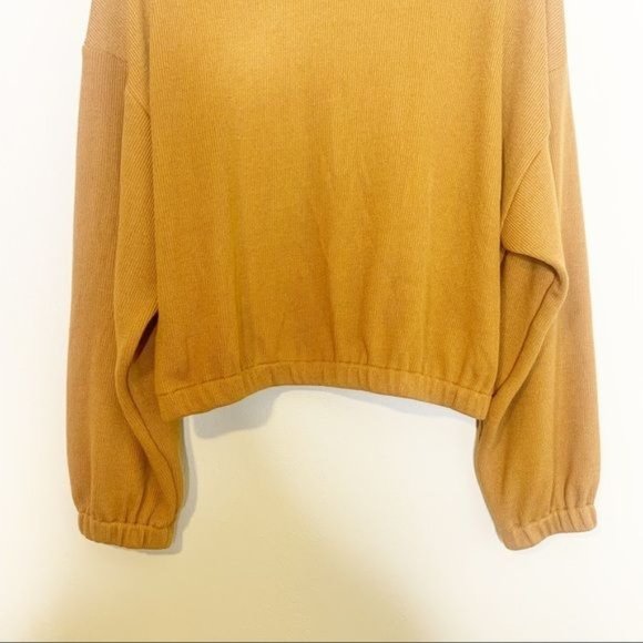 NWT Elodie Clay Mock Neck Long Balloon Sleeve Ribbed Knit Top XL - Picture 8 of 11